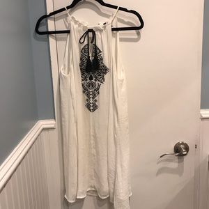 White Shift Dress with Black Details